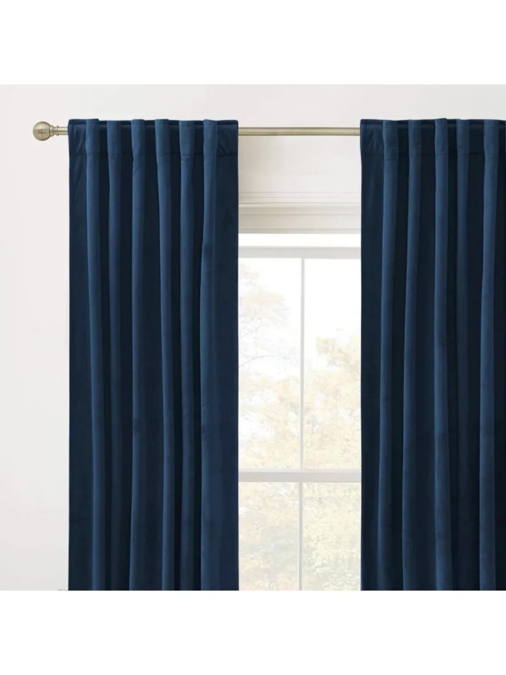 Luxury Navy Blue Velvet Blackout Curtains 96